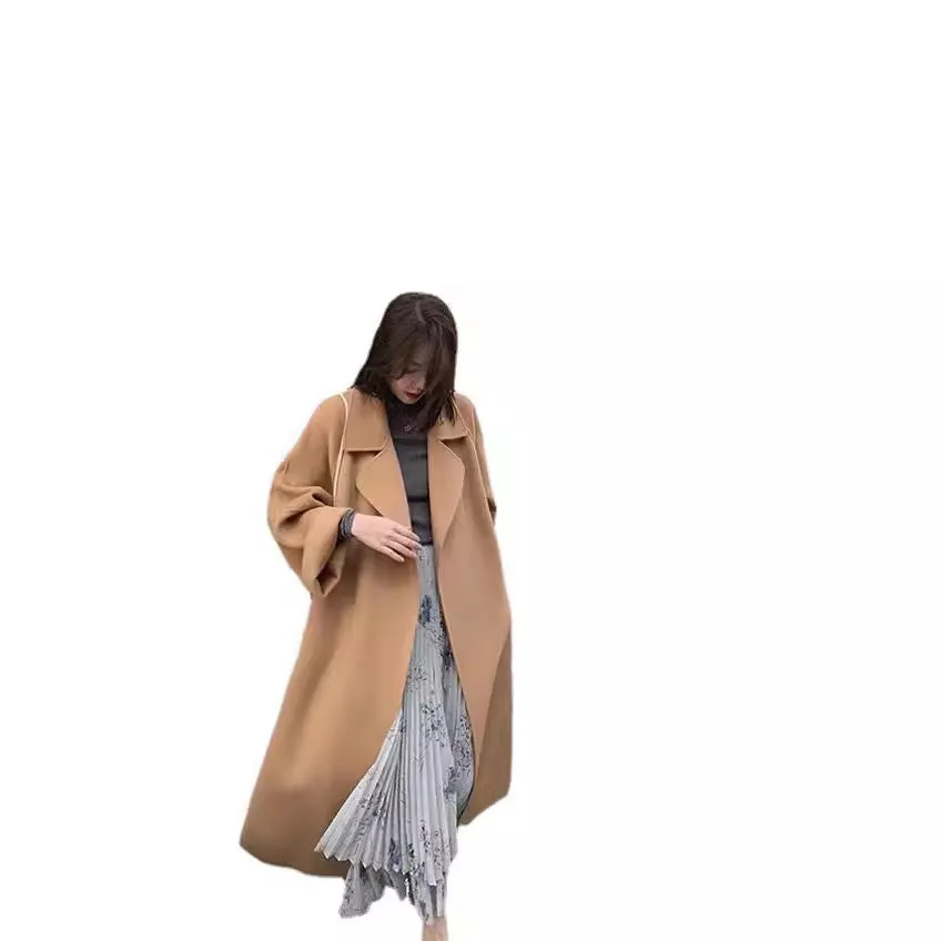 Wjczt New Sicilian Lazy Coat Elegant Double-Sided Cashmere Extended Loose plus Size High-Grade Woolen Coat